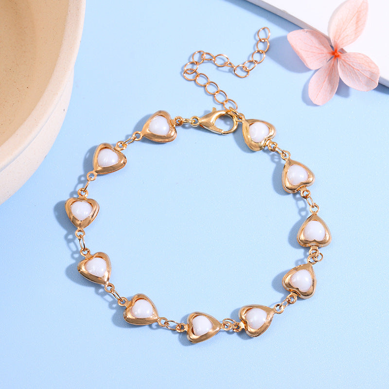 Heart-Shaped Link Anklet Acalora