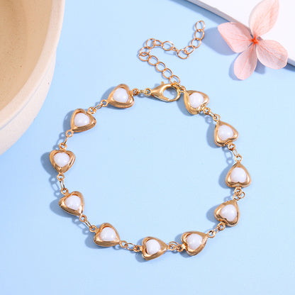 Heart-Shaped Link Anklet Acalora