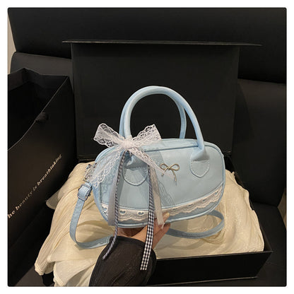 Elegant Lace-Trimmed Bow Handbag Acalora