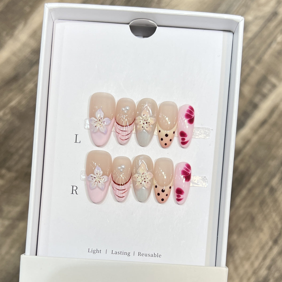 Floral and Polka Dot Press-On Nail Set Acalora