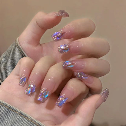 Artificial nail set with glamorous glitter accents and elegant elements Acalora