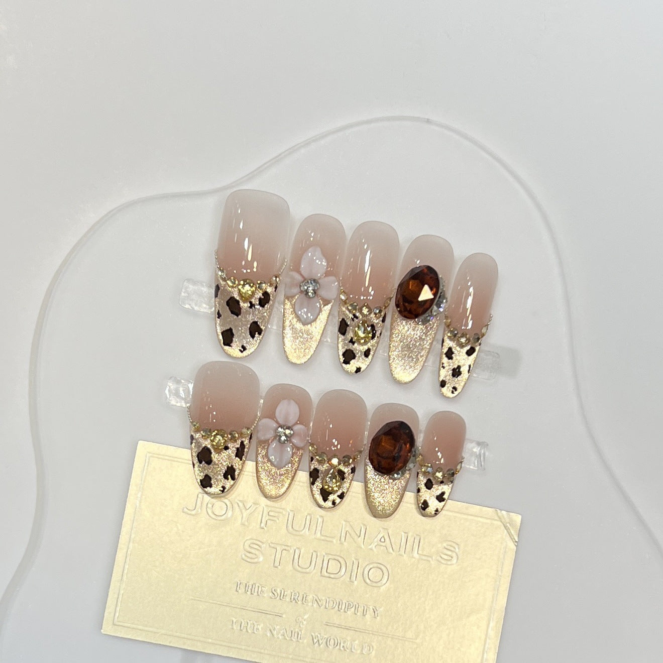 Elegant Stiletto Press-On Nail Set with Decorative Accents Acalora