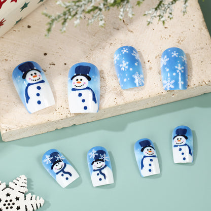 Artificial nails with wintry snowman design Acalora