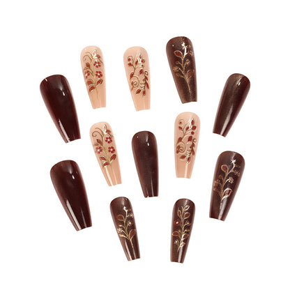 Artificial nails with elegant floral decorations Acalora