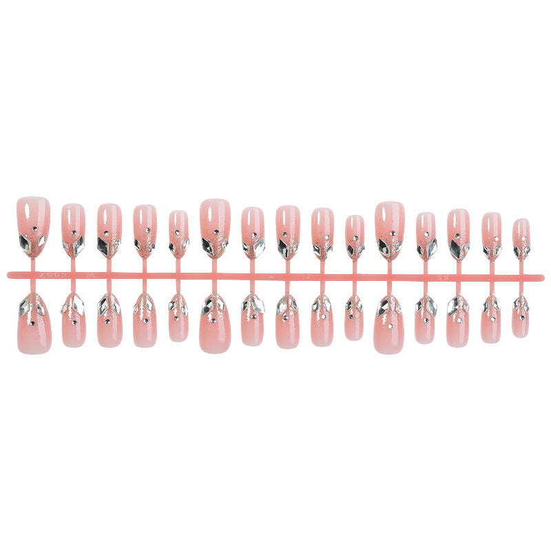 Decorative Press-On Nail Set with Elegant Silver Accents Acalora