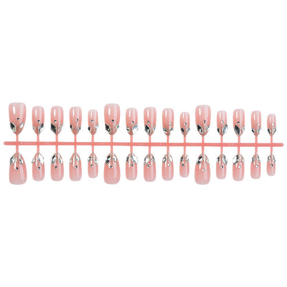 Decorative Press-On Nail Set with Elegant Silver Accents Acalora