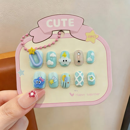 Playful artificial nail set with colorful designs Acalora