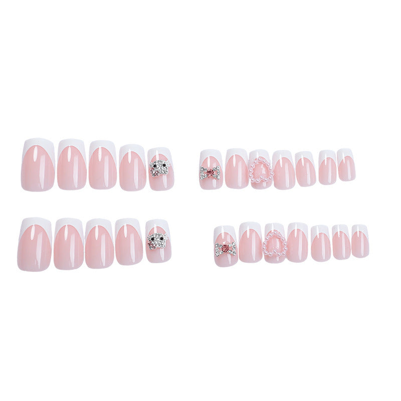 Premium Decorative Press-On Nail Set with Rhinestone and Gem Accents Acalora