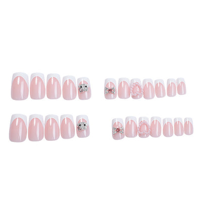 Premium Decorative Press-On Nail Set with Rhinestone and Gem Accents Acalora