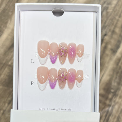 Artistic Floral Press-On Nail Set Acalora