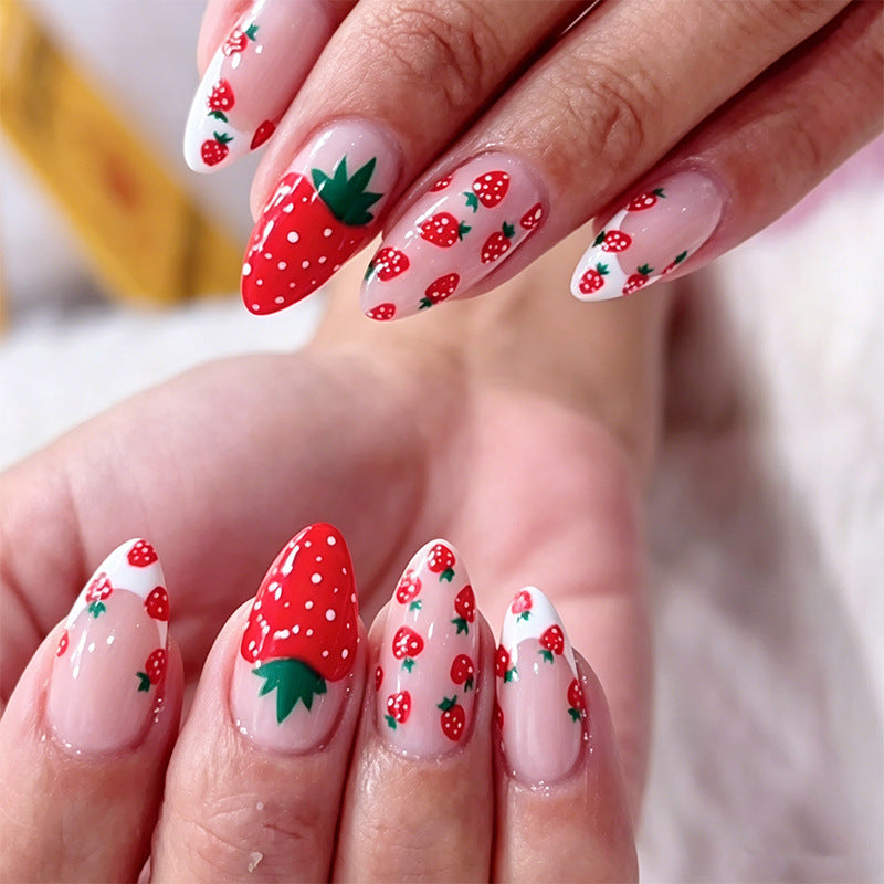 Artificial nail set with fruity strawberry pattern Acalora