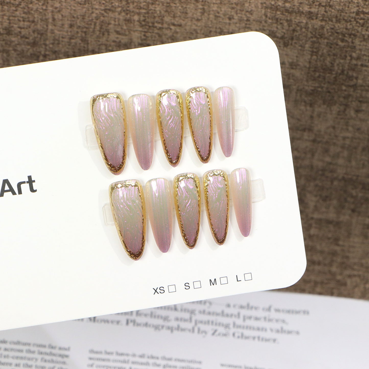 Luxury Press-On Nail Set with Elegant Metallic Edges Acalora