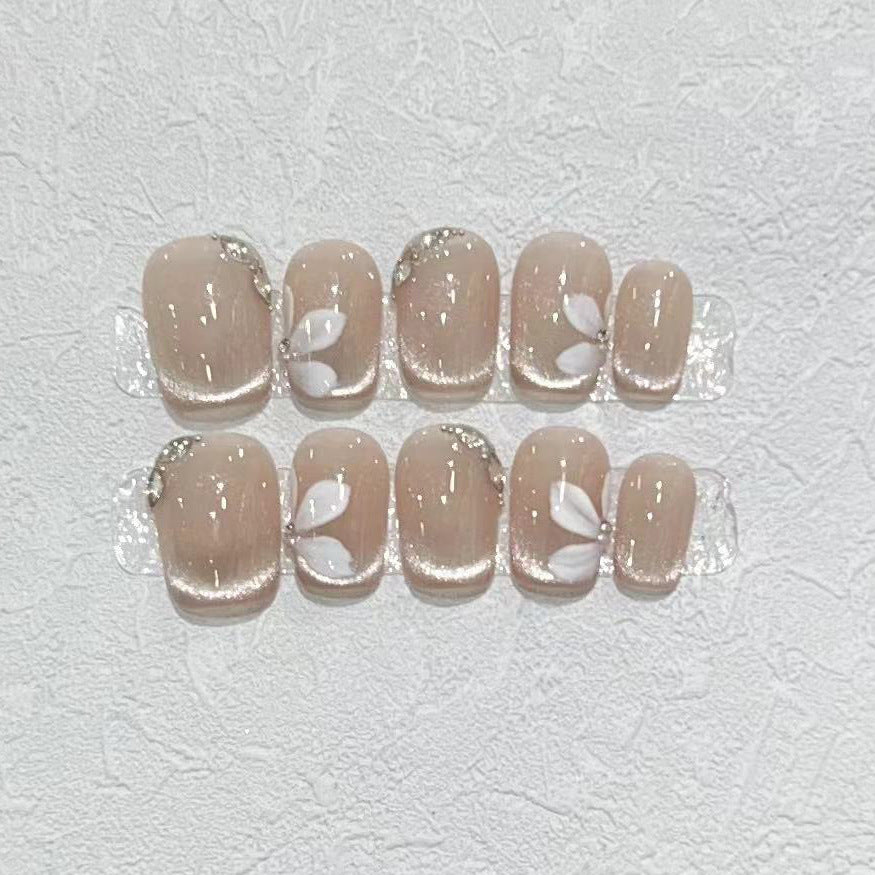 Decorative Press-On Nail Set with Elegant Leaf Design Acalora