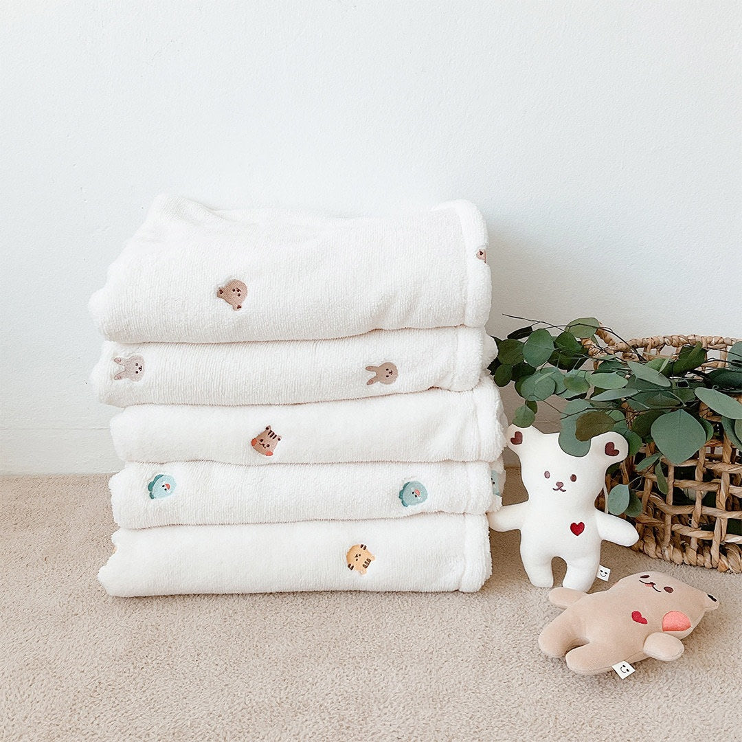 Soft Floral Embroidered Throw Blanket