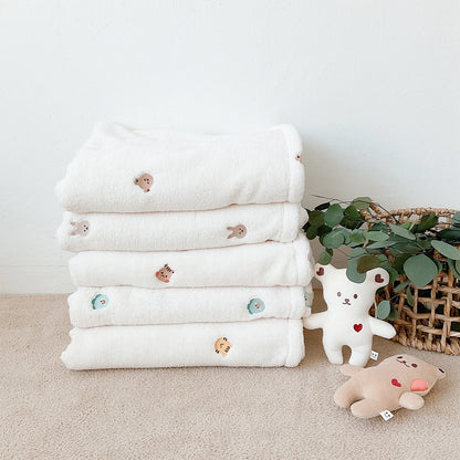 Soft Floral Embroidered Throw Blanket