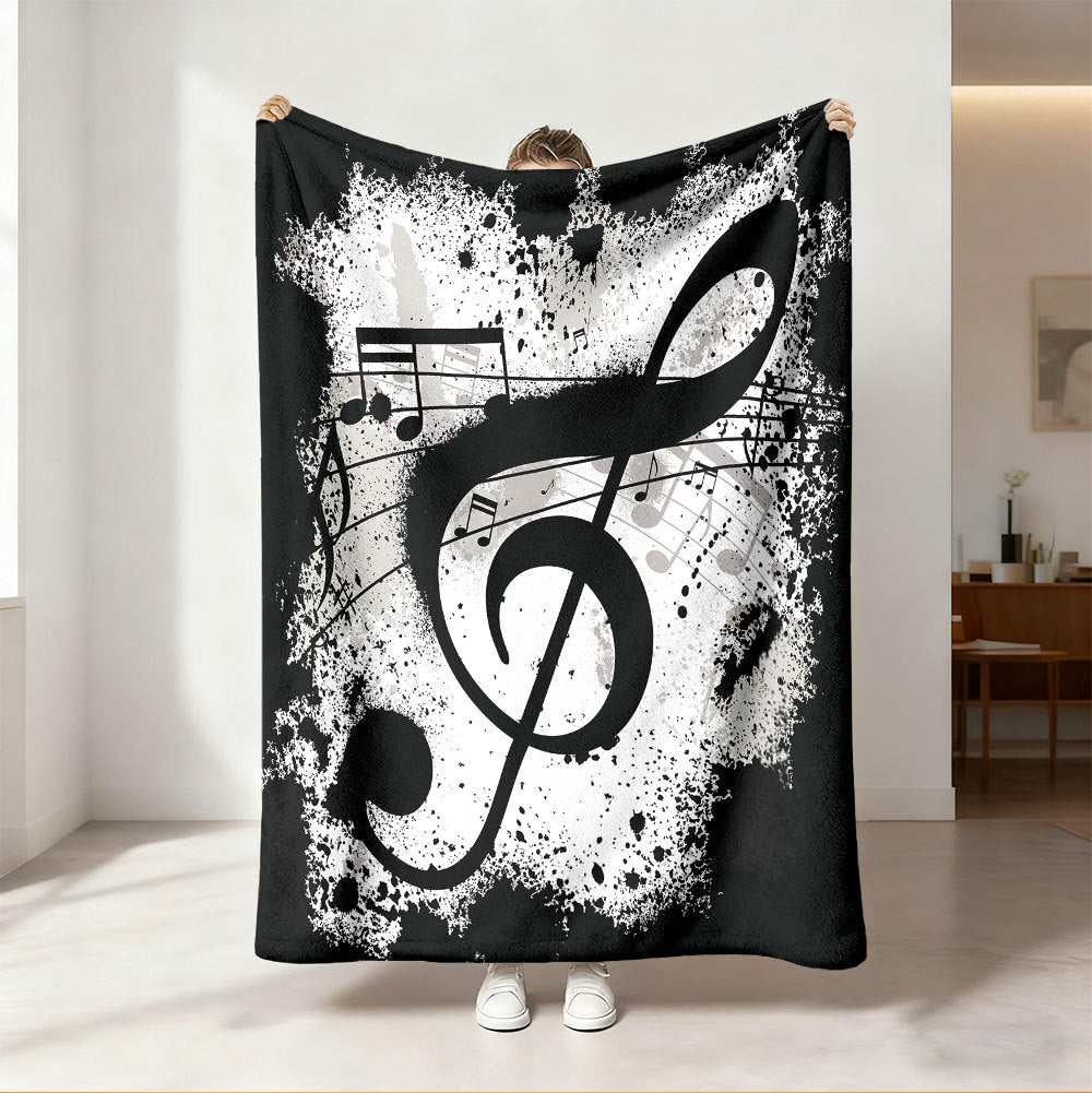 Unisex Music-Themed Fleece Blanket