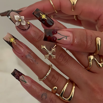 Artistic Long Press-On Nail Art Acalora