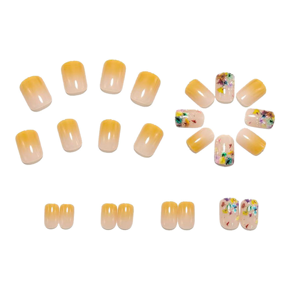 Artificial nails with floral design and glitter accents Acalora