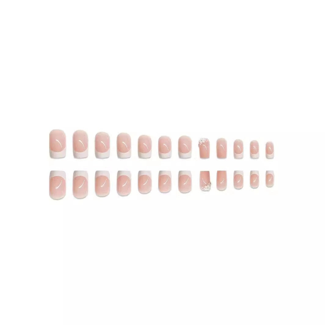 Elegant French Tip Press-On Nail Art Set Acalora