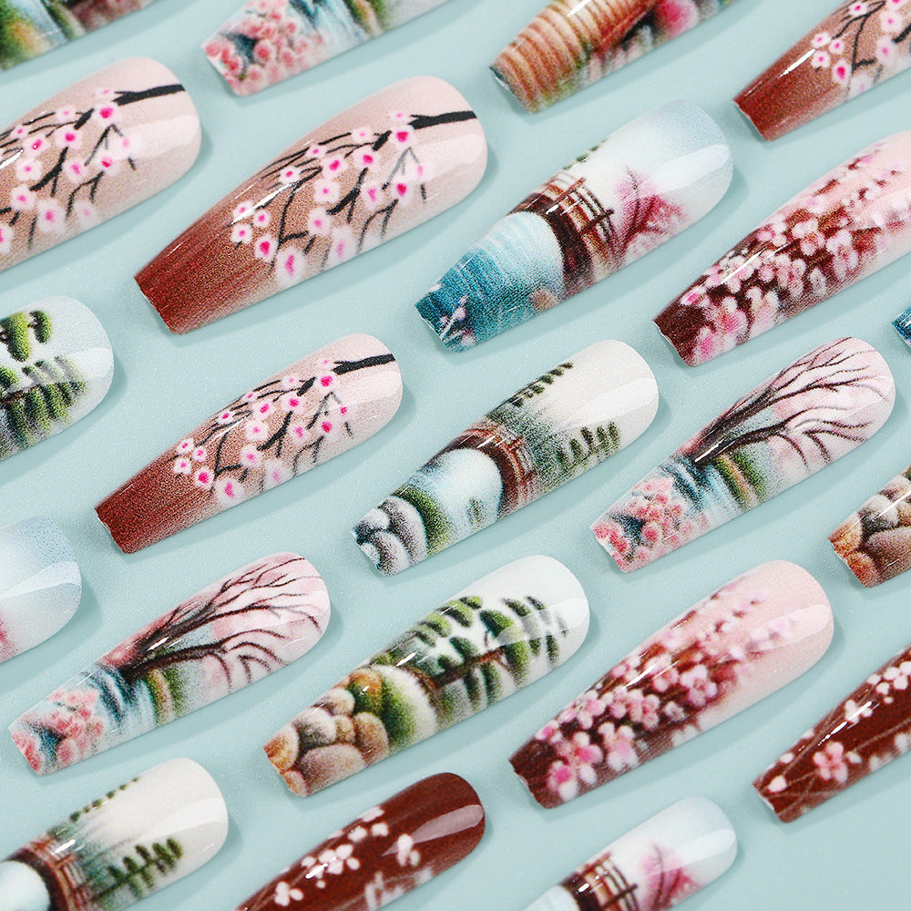 Creative artificial nails in Asian Cherry Blossom Design Acalora