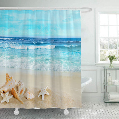 Beach-Themed Shower Curtain Bowlift