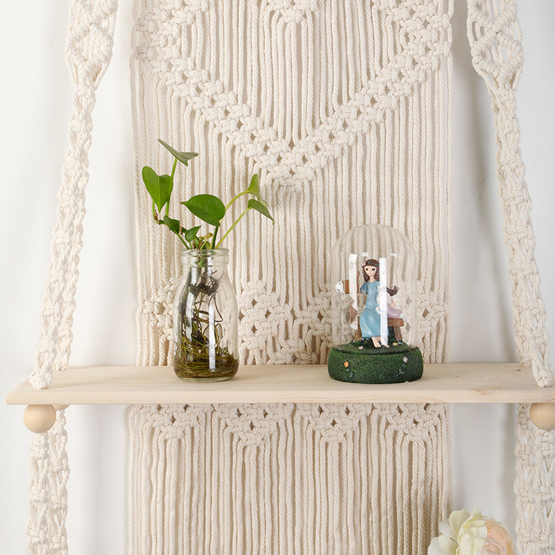 Macrame shelf with heart design Acalora