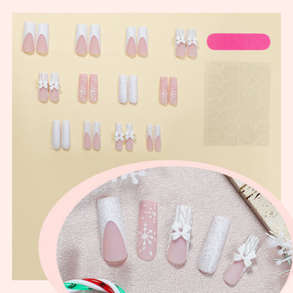Decorative Press-On Nail Set with Elegant Designs Acalora