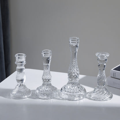 Tall Pressed Glass Decorative Candlestick Holder Acalora