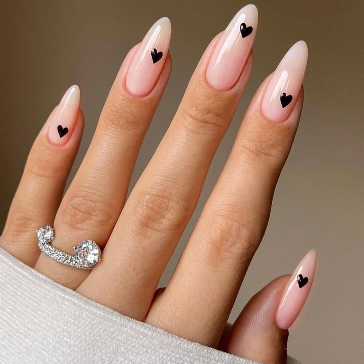 Heart-Embellished Press-On Nail Set Acalora