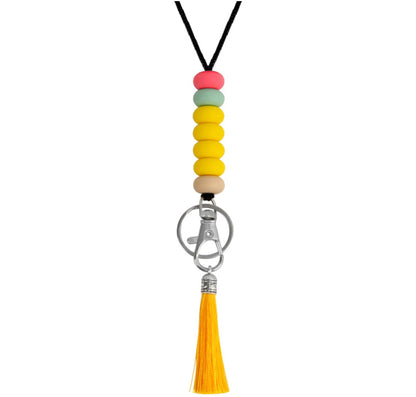 Colorful Beaded Keychain Lanyard with Tassel Acalora