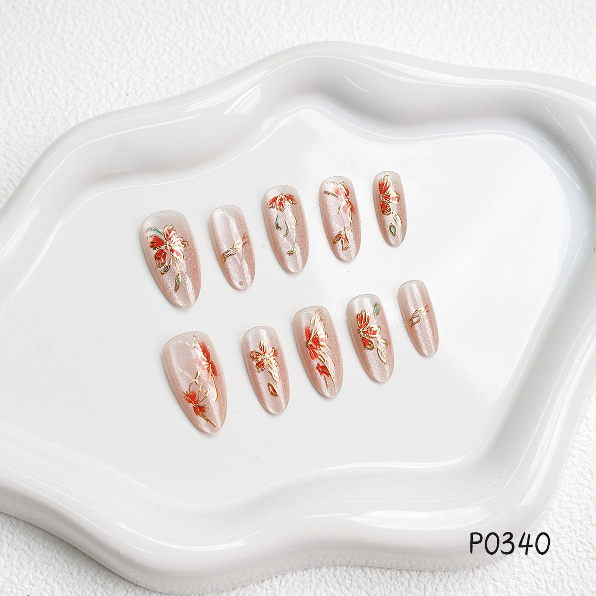 Floral Design Press-On Nail Set Acalora