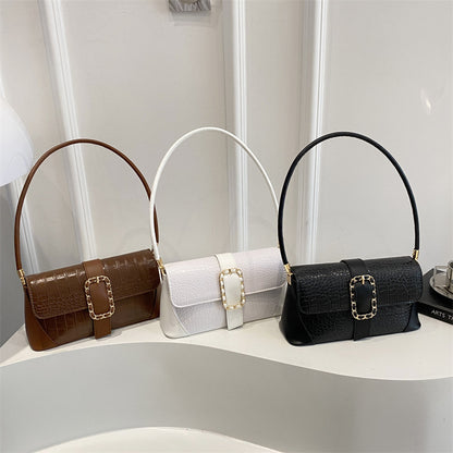 Crocodile Patterned Chain Strap Handbag Acalora