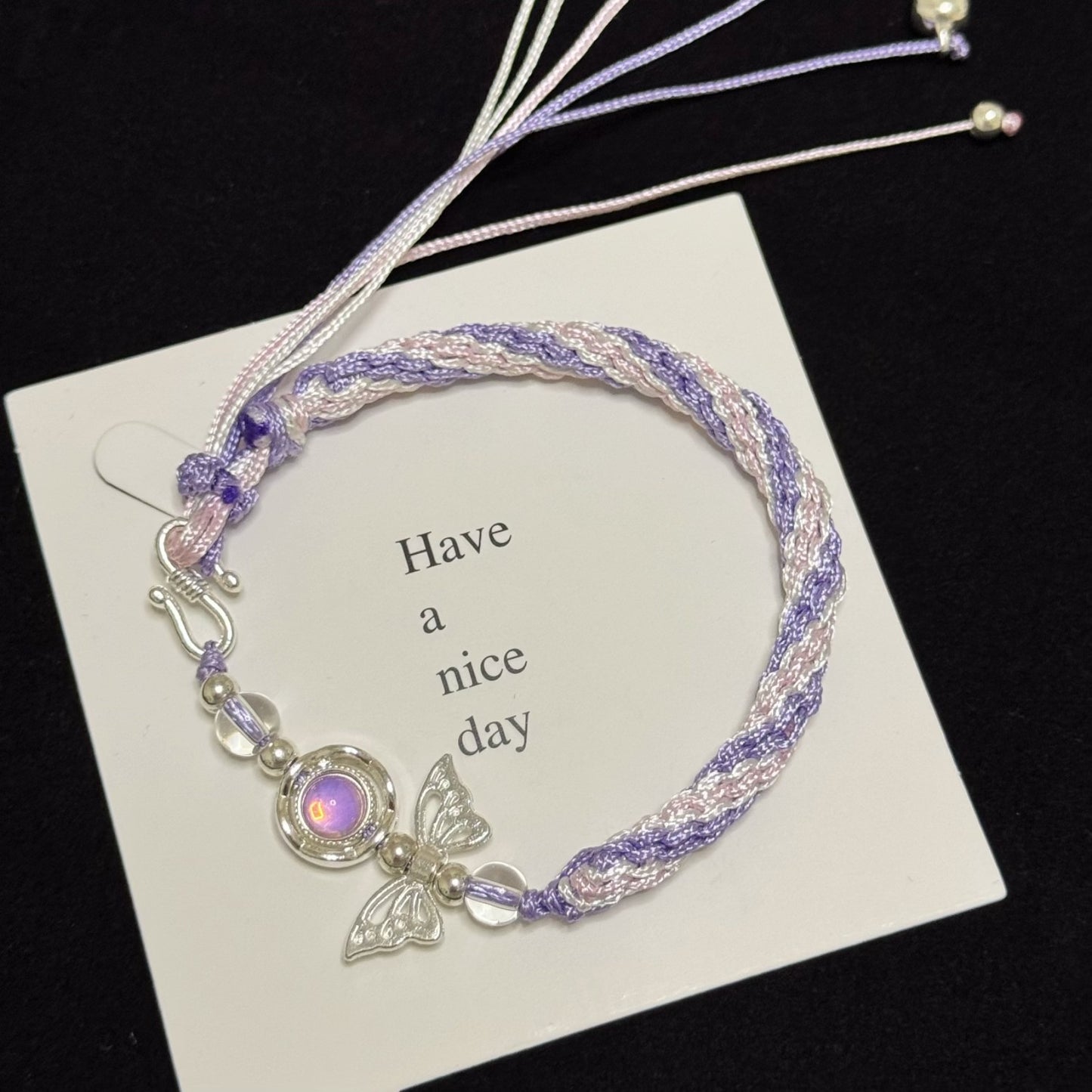 Butterfly Charm Adjustable Friendship Bracelet Acalora