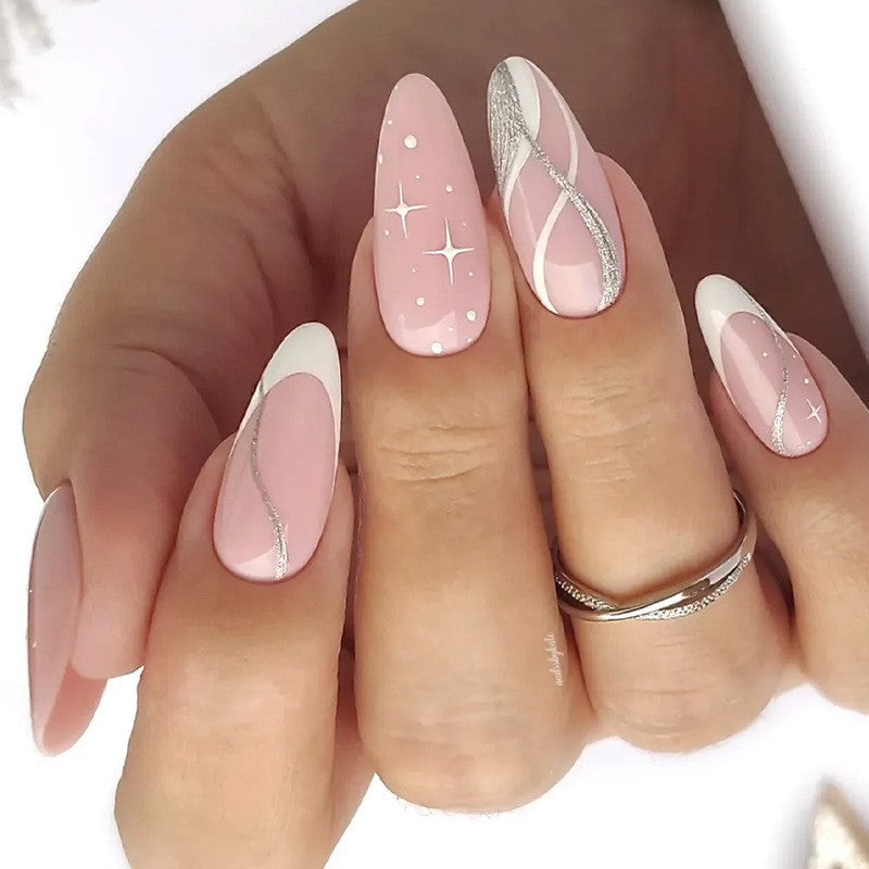 Premium Press-On Nail Art Set with Elegant Swirl Design Acalora