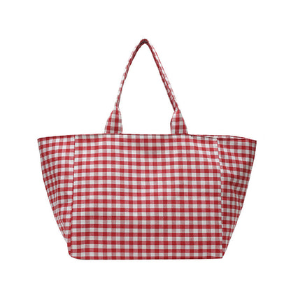 Stylish Checked Utility Tote Bag Acalora