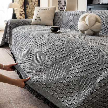 Cozy Heart Pattern Sofa Throw Blanket