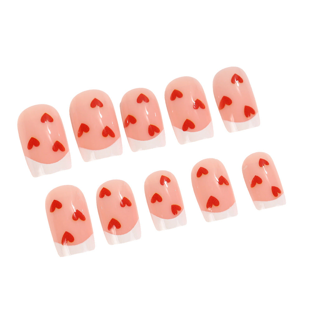 Artificial nails with romantic heart motifs Acalora