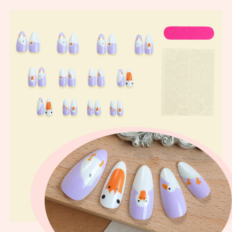 Artistic Cartoon-Themed Press-On Nail Art Set Acalora