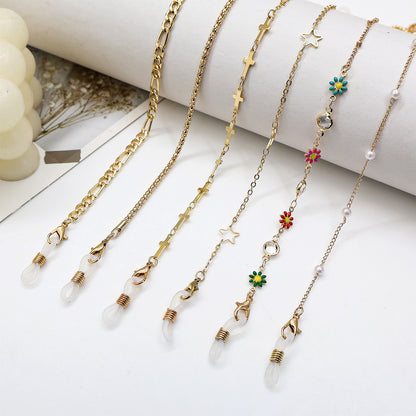 Elegant Cross-Embellished Eyewear Chain Acalora