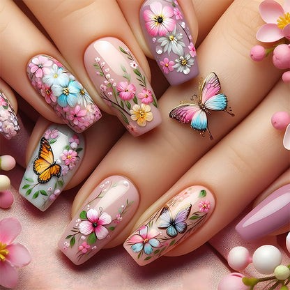 Floral Art Press-On Nails Set Acalora