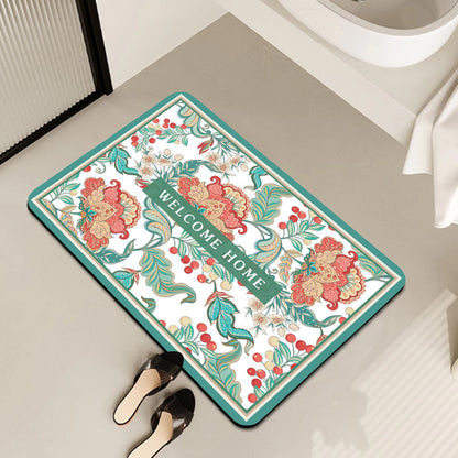 Vintage Floral Pattern Bath Mat Acalora