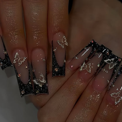 Butterfly Accented Press-On Nail Art Set Acalora