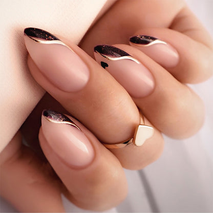 Premium Decorative Press-On Nail Set with Elegant French Design Acalora
