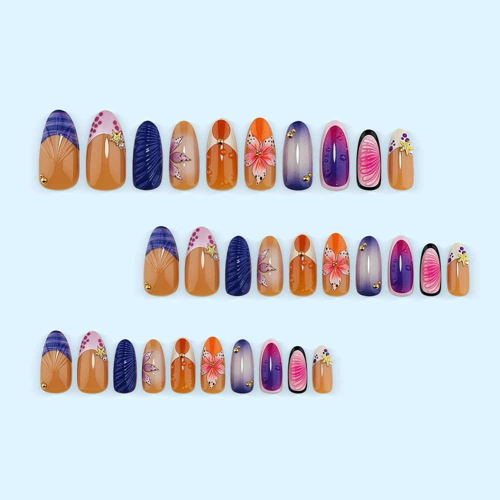 Artificial nails with colorful flower patterns Acalora
