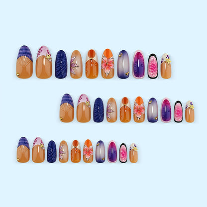 Artificial nails with colorful flower patterns Acalora