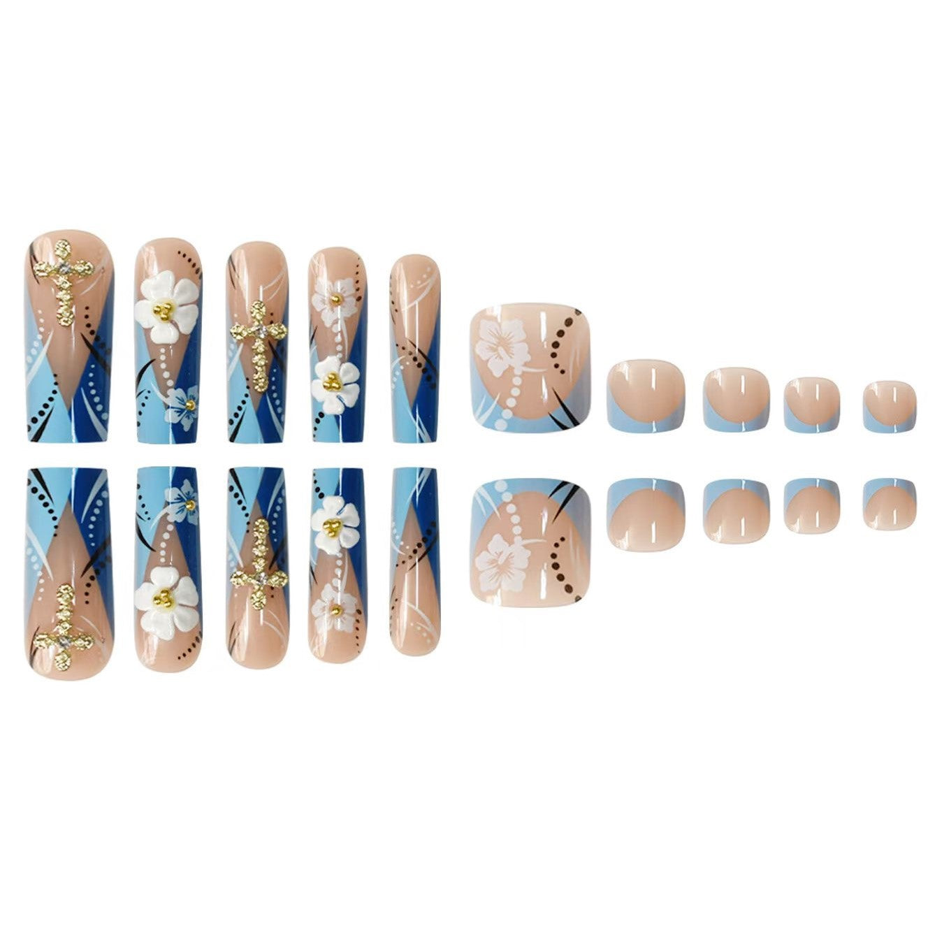 Floral Design Long Press-On Nails Acalora