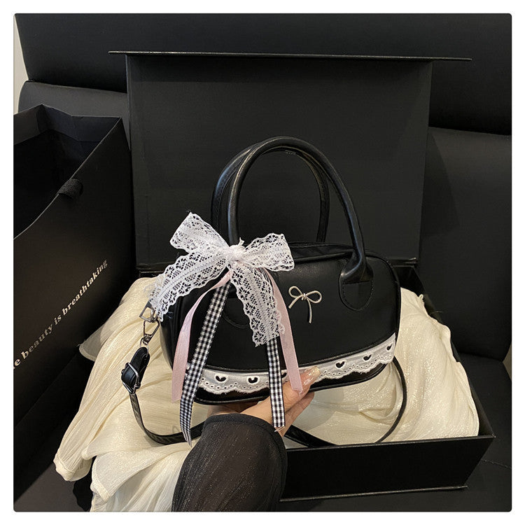 Elegant Lace-Trimmed Bow Handbag Acalora
