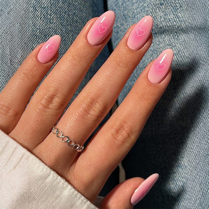 Heart-Embellished Press-On Nail Art Set Acalora