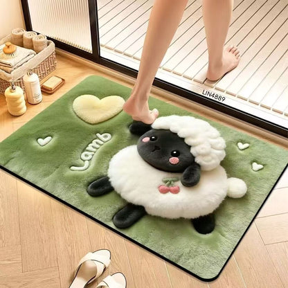 Cute Cartoon Pet-Themed Plush Bath Mat
