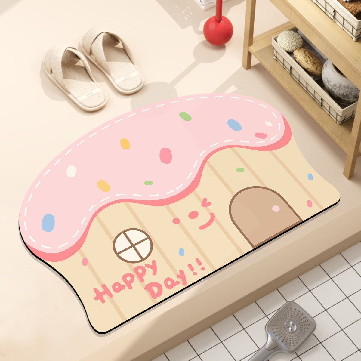 Playful Hamburger-Themed Bath Mat